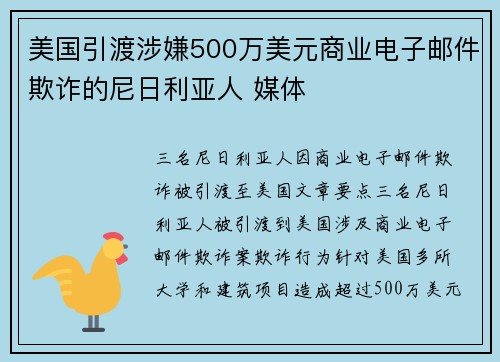 美国引渡涉嫌500万美元商业电子邮件欺诈的尼日利亚人 媒体