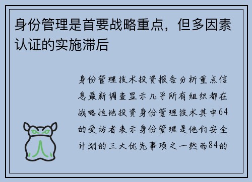 身份管理是首要战略重点，但多因素认证的实施滞后 